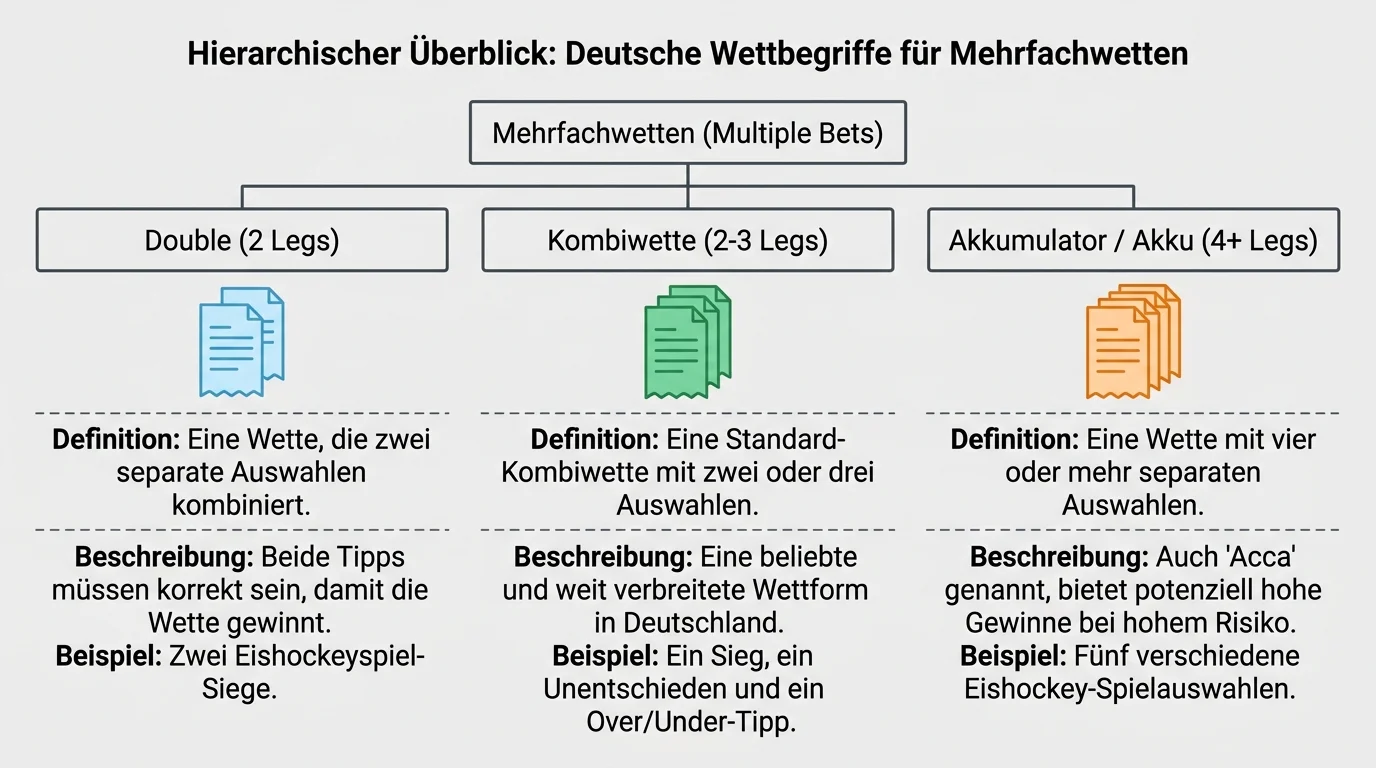 Deutsche Terminologie für Mehrfachwetten beim Eishockey — Kombiwette, Akkumulator und Akku erklärt