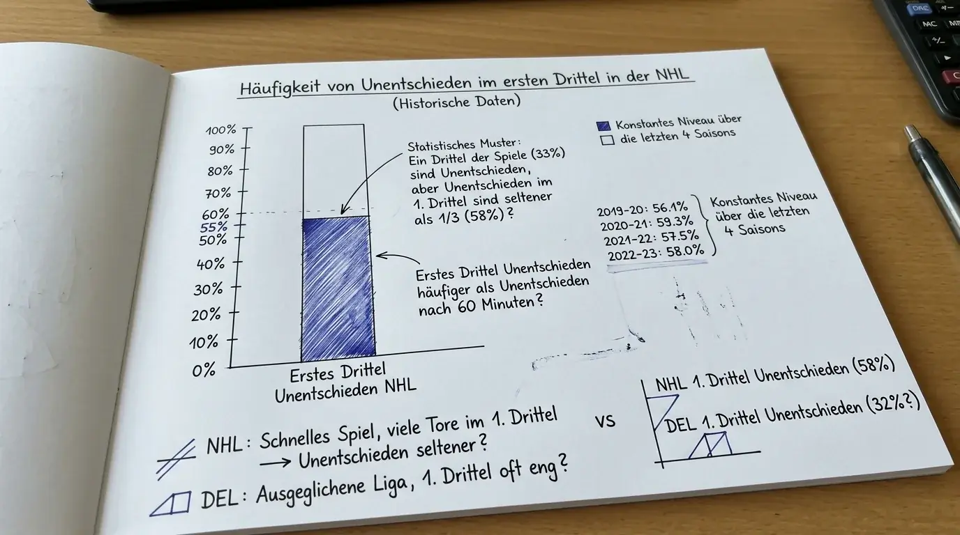 Statistisches Muster: 55-60 Prozent der NHL-Spiele ausgeglichen nach erstem Drittel als Kombiwetten-Indikator