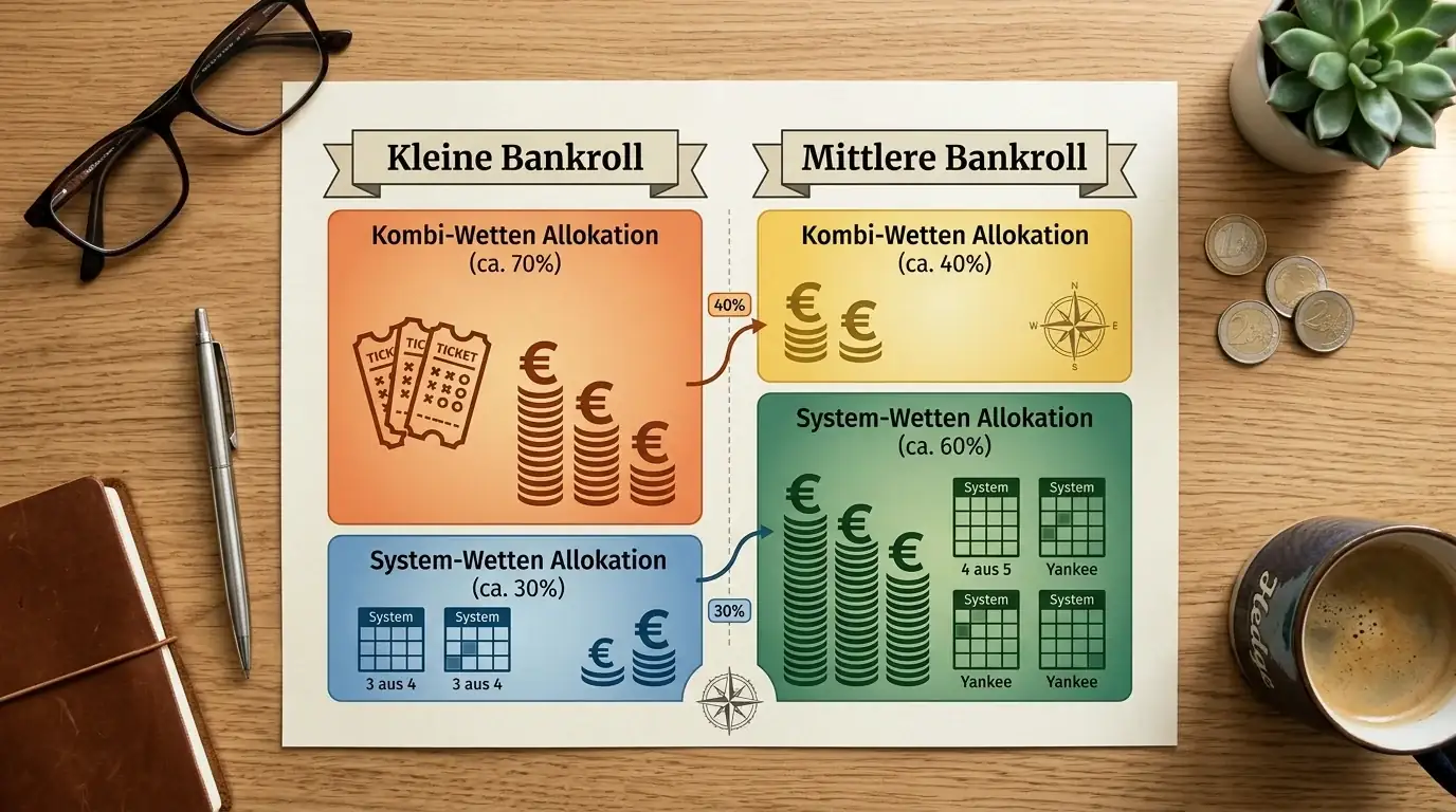 Bankroll-Szenarien Kombiwette vs. Systemwette: Einsatzverteilung bei verschiedenen Budgetgrößen im Eishockey