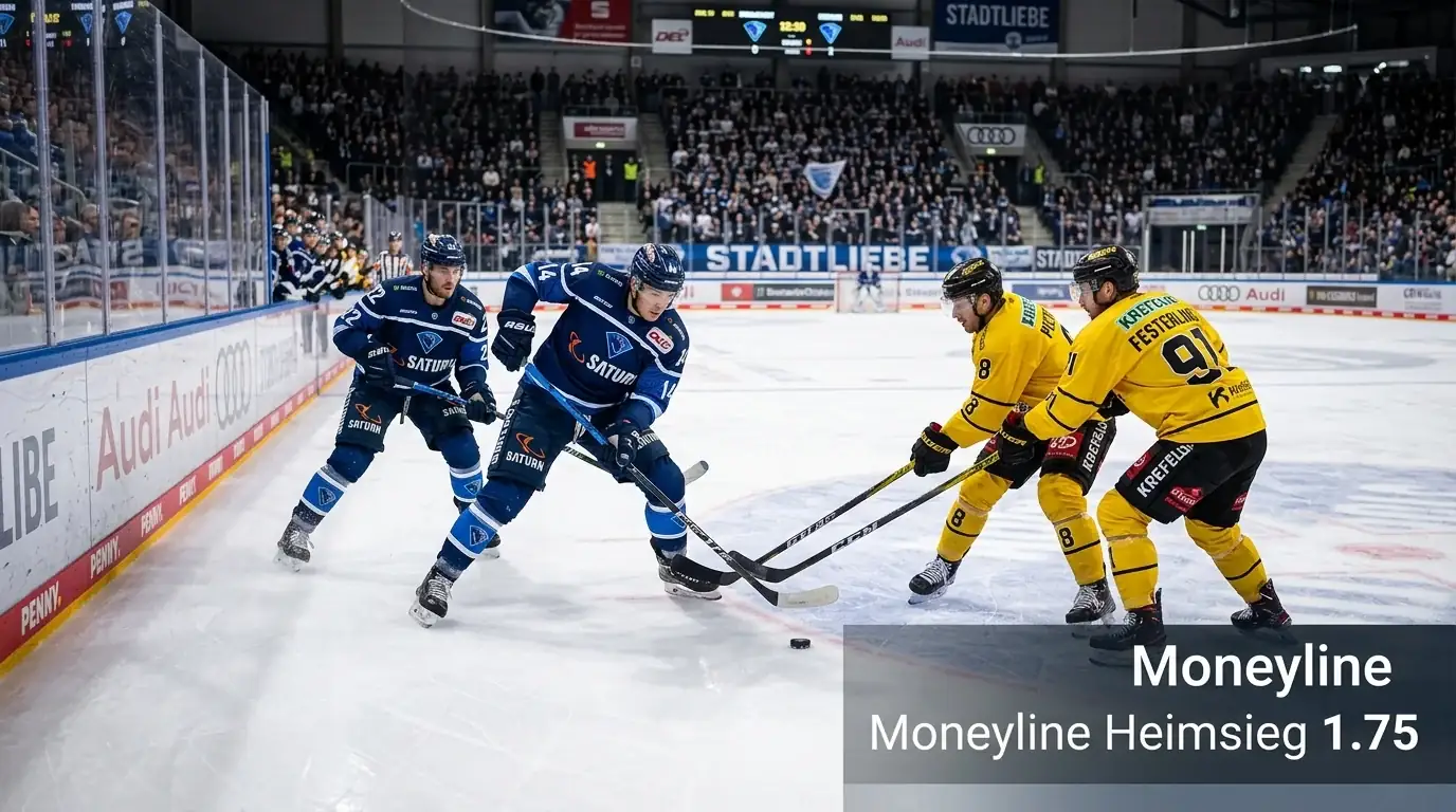 DEL Moneyline-Beispiel in einer Eishockey Kombiwette mit Quoten für Heimteam und Auswärtsteam