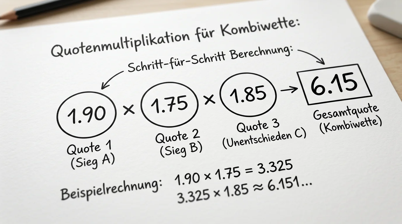 Formel der Quotenmultiplikation bei Eishockey Kombiwette mit drei Legs auf dem Wettschein
