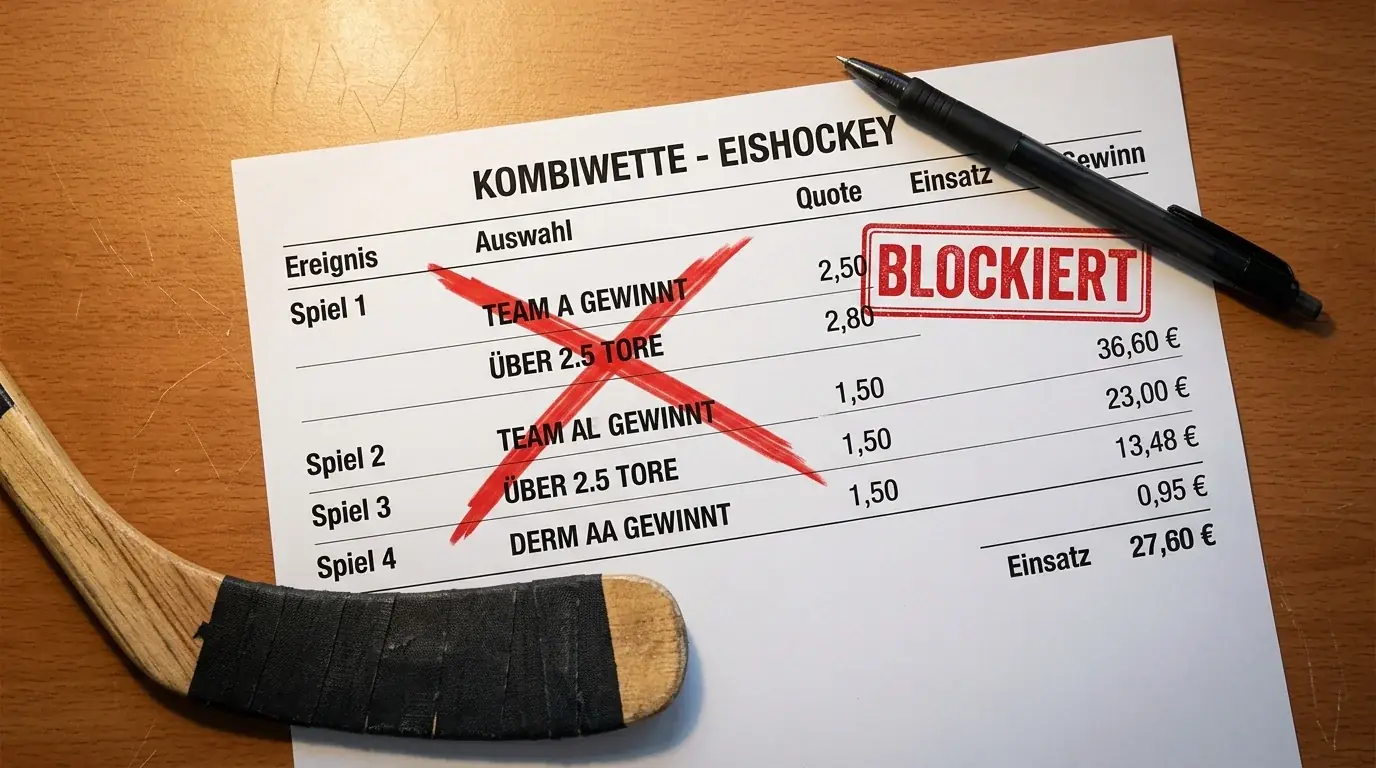 Korrelierte Wetten in Eishockey-Kombischeins: Beispiele für gesperrte Kombi-Legs beim Buchmacher