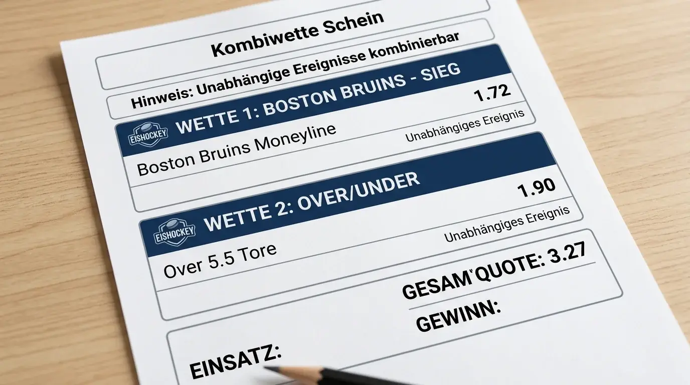 Praktische Anwendung von Over Under in einer Eishockey Kombiwette mit unabhängigen Legs