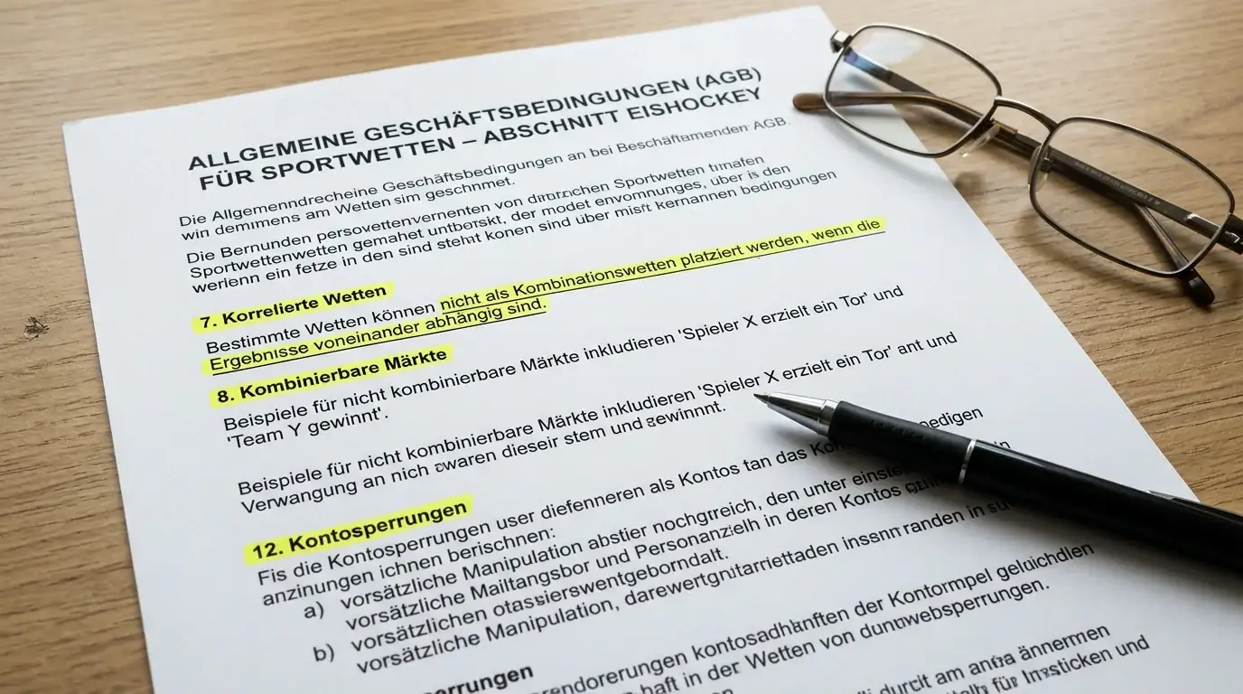 Buchmacher-Regelwerk zu korrelierten Wetten im Eishockey, Korrelationssperren erklärt