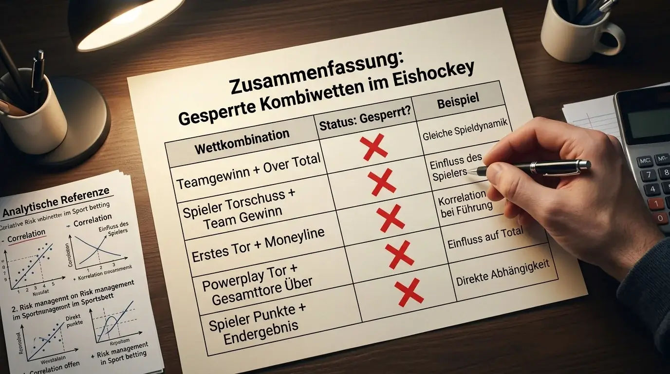 Übersicht typischer gesperrter Kombinationen in Eishockey-Kombiwetten, Korrelationsmuster
