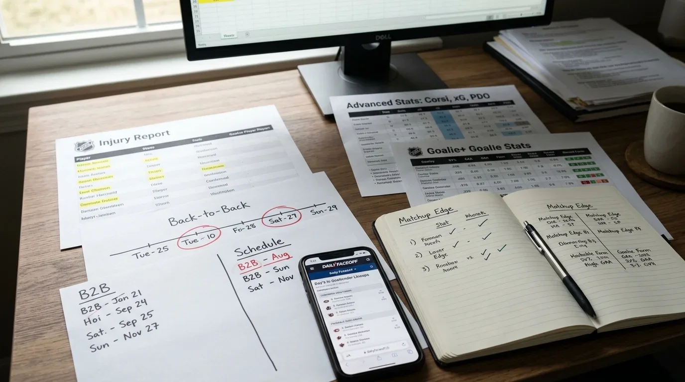 Rechercheprozess vor NHL-Kombiwetten — Verletzungsmeldungen, Back-to-Back-Prüfung und Advanced Stats als Pflichtquellen