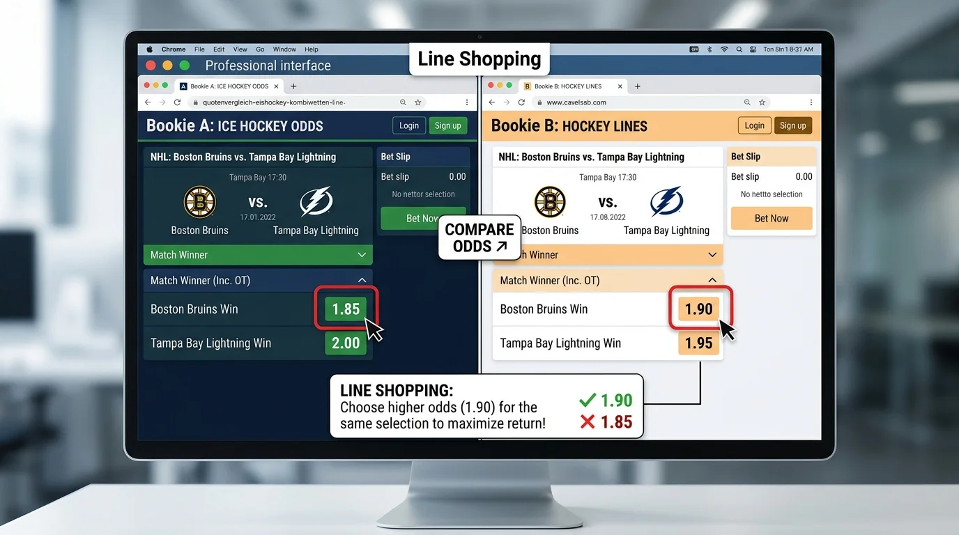 Line-Shopping Methodik Eishockey Kombinationswetten beste Quote mehrerer Anbieter