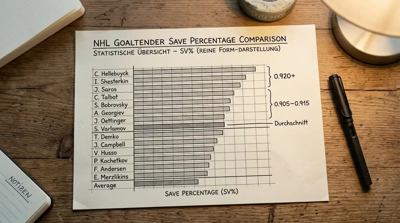 Statistiktabelle mit Save Percentage verschiedener NHL-Torhüter für Kombiwetten-Analyse